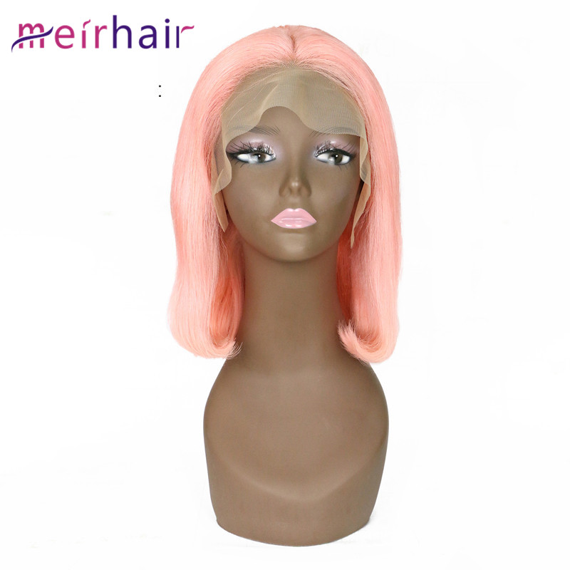 Virgin Brazilian Human Hair Straight Lace Wigs Pink